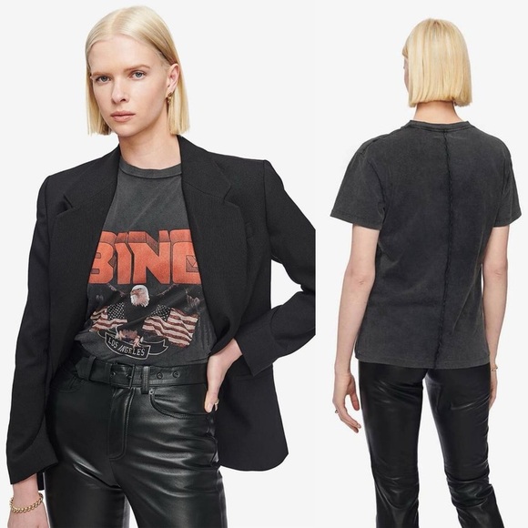 Anine Bing Tops - ANINE BING Vintage Eagle Organic Cotton T-Shirt Faded Wash Black NEW with tags